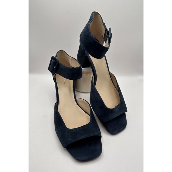 Pelle Moda Uliss Women's Ankle Strap Sandals Dark Blue Suede Size 10 NEW - Picture 1 of 8